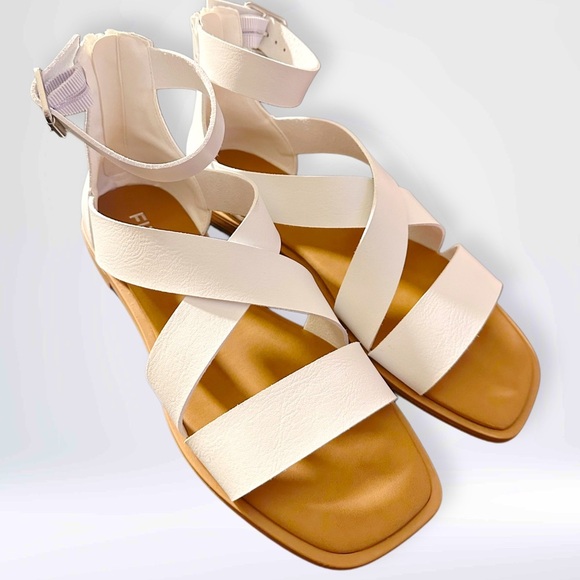 NEW Fitory Women’s Open Toe Gladiator Sandals White Size 7 - Picture 1 of 16